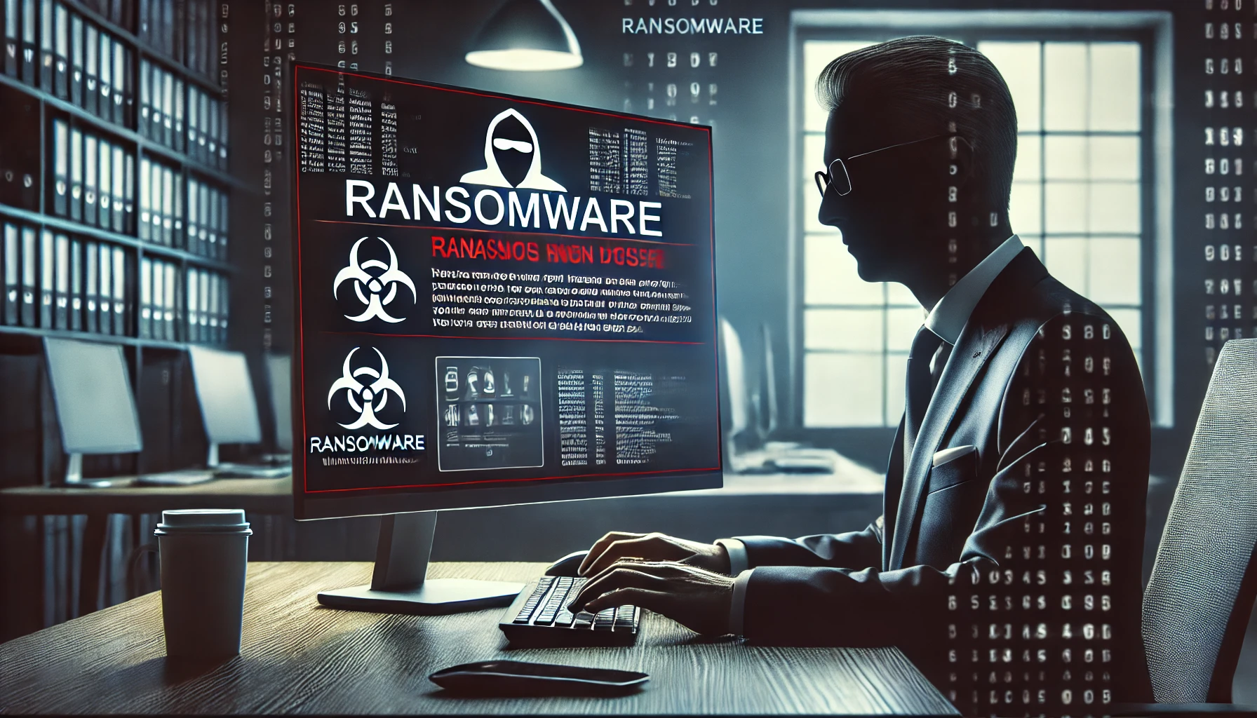 Advertencia de ransomware en computadora